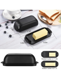 Plato de Mantequilla AONCO con Tapa 350g Libre de BPA Negro 2