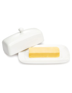 Plato para Mantequilla Sweese con Tapa 19.8 cm Porcelana Blanco