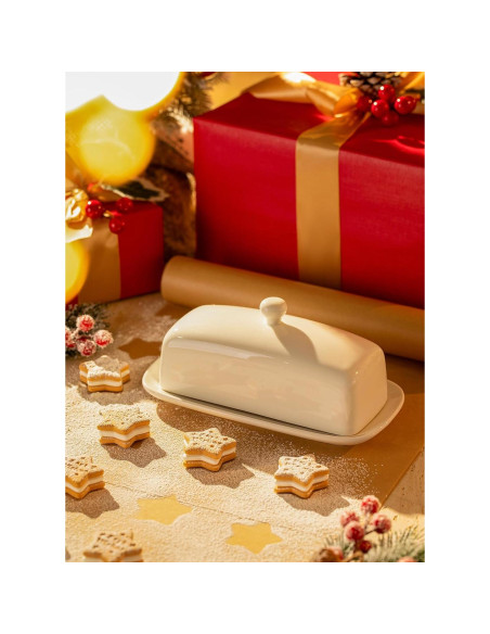 Plato para Mantequilla Sweese con Tapa 19.8 cm Porcelana Blanco Plato para Mantequilla Sweese con Tapa 19.8 cm Porcelana Blanco