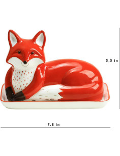 Plato de Mantequilla Cerámica Zorro 3D Conservador Cocina 2