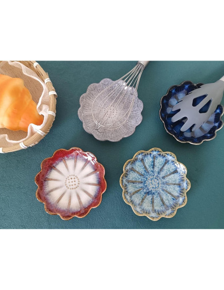 Reposapucheros de Cerámica TOPYOKK Flor Retro Azul Marino Reposapucheros de Cerámica TOPYOKK Flor Retro Azul Marino