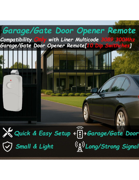 Control Remoto de Garaje Datonten RQBK6 300MHz 10 Interruptores Control Remoto de Garaje Datonten RQBK6 300MHz 10 Interruptores
