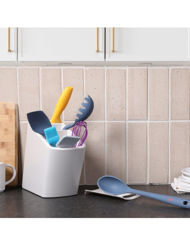 Soporte de Utensilios de Cocina HONED con Reposapalas - Gris Cálido