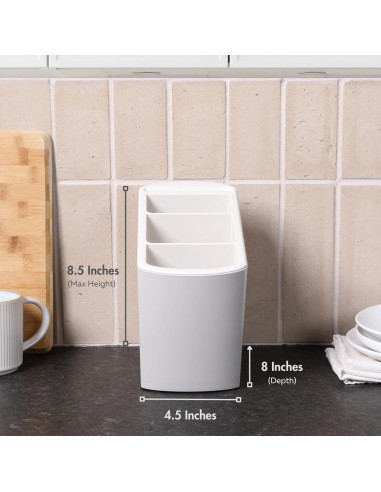 Soporte de Utensilios de Cocina HONED con Reposapalas - Gris Cálido
