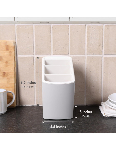 Soporte de Utensilios de Cocina HONED con Reposapalas - Gris Cálido Soporte de Utensilios de Cocina HONED con Reposapalas - Gris Cálido