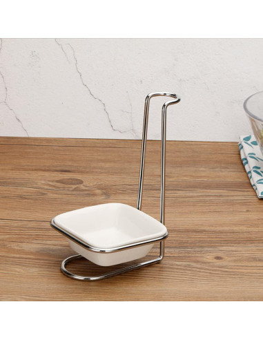 Soporte para Cuchara de Acero Inoxidable Luzen con Plato Cerámico