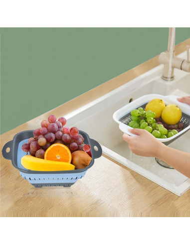 Juego de coladores plegables Fglmctsh 2 PCS Silicona 27.4x21.8cm
