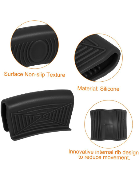 Funda de Silicona para Mango de Sartén uxcell - 4 Piezas Negro Funda de Silicona para Mango de Sartén uxcell - 4 Piezas Negro