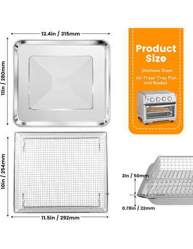 Cesta de Acero para Freidora de Aire Cuisinart TOA-60/65/70 31x27.9 cm