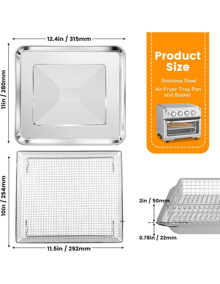 Cesta de Acero para Freidora de Aire Cuisinart TOA-60/65/70 31x27.9 cm Cesta de Acero para Freidora de Aire Cuisinart TOA-60/65/70 31x27.9 cm