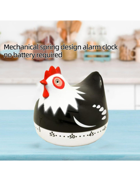 Temporizador de Cocina Mecánico YYMTTOR Pollo Negro 60 Minutos Temporizador de Cocina Mecánico YYMTTOR Pollo Negro 60 Minutos