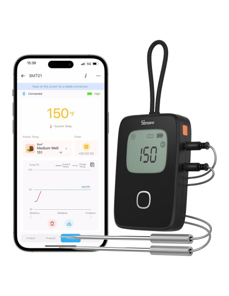 Termómetro de Carne SONOFF BMT01 Inalámbrico con 2 Sondas Termómetro de Carne SONOFF BMT01 Inalámbrico con 2 Sondas