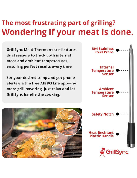 Termómetro de Carne Digital Grill Sync Inalámbrico Bluetooth Termómetro de Carne Digital Grill Sync Inalámbrico Bluetooth