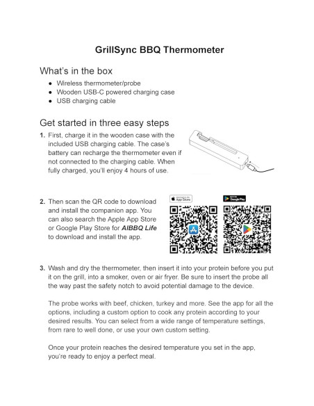 Termómetro de Carne Digital Grill Sync Inalámbrico Bluetooth Termómetro de Carne Digital Grill Sync Inalámbrico Bluetooth