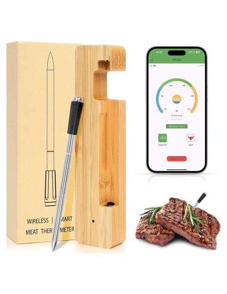 Termómetro de Carne Digital Inalámbrico QuliMetal | Bluetooth 5.2 | Precisión 0.5C Termómetro de Carne Digital Inalámbrico QuliMetal | Bluetooth 5.2 | Precisión 0.5C