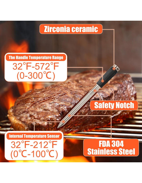 Termómetro de Carne Digital Inalámbrico QuliMetal | Bluetooth 5.2 | Precisión 0.5C Termómetro de Carne Digital Inalámbrico QuliMetal | Bluetooth 5.2 | Precisión 0.5C