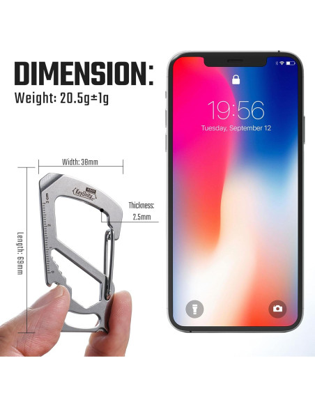 Multiherramienta Clip Carabiner KeyUnity KS00 Acero Inoxidable 7 en 1 Multiherramienta Clip Carabiner KeyUnity KS00 Acero Inoxidable 7 en 1