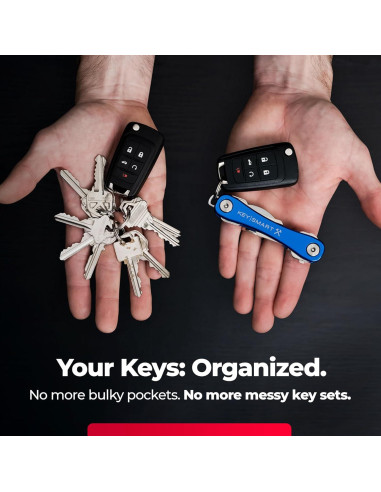 KeySmart Rugged - Organizador de llaves EDC azul, 14 llaves