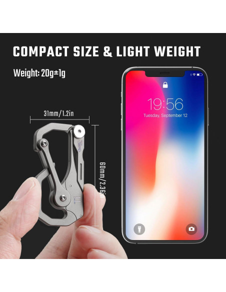 Mosquetón de Titanio KeyUnity KU00 con Cuchillo Plegable EDC Mosquetón de Titanio KeyUnity KU00 con Cuchillo Plegable EDC