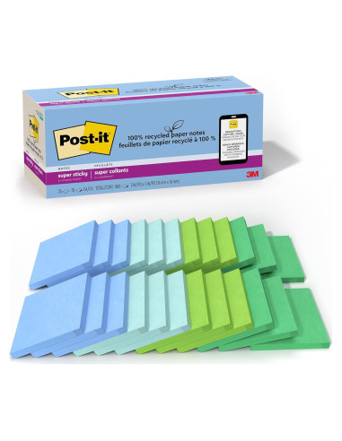 Notas Adhesivas Post-it Super Sticky Oasis 7.62x7.62cm 24 Blocs