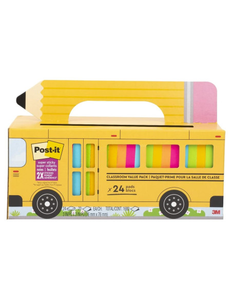 Notas Post-it Super Sticky 3x3" 24 Bloc Multicolor Autobús Notas Post-it Super Sticky 3x3" 24 Bloc Multicolor Autobús