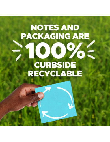Notas Adhesivas Super Sticky Post-it 100% Recicladas 7.62cm Cuadradas
