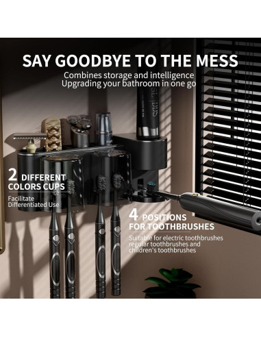 Dispensador Automático de Pasta de Dientes Blancel Negro 4 Espacios