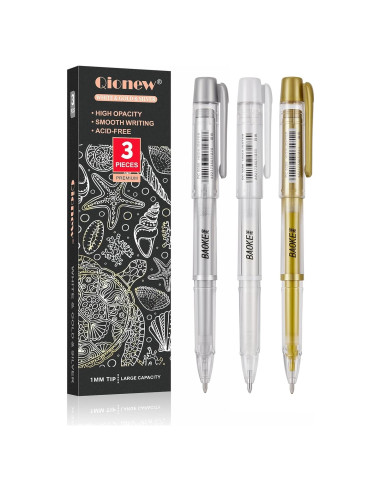 Juego de bolígrafos de gel Qionew 3 colores 1mm para papel oscuro