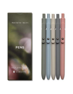 Bolígrafos Pastel Alabaster Co. - Tinta Negra Suave, 5 Pzas