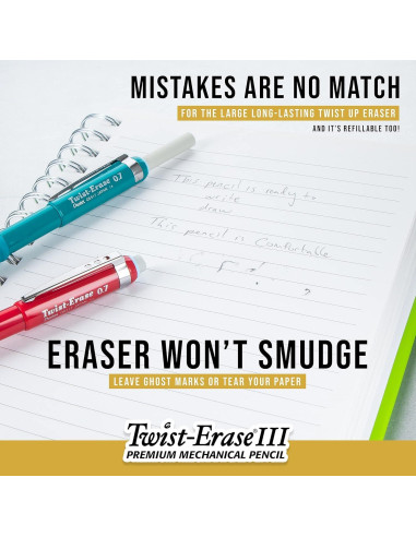 Lápiz Mecánico Pentel Twist Erase III 0.7mm - Paquete de 3