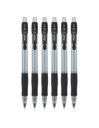 Lápices mecánicos Pilot G2, mina HB 0.7mm, paquete de 6