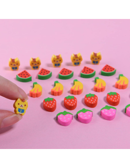 Mini Borradores Divertidos MGTECH - 300 Piezas Animales y Frutas