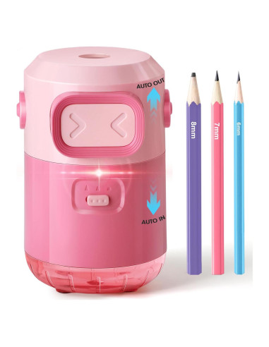 Sacapuntas Eléctrico SKOIENY Rosa 6-8mm Recargable Automático