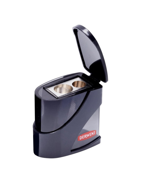 Sacapuntas Doble Orificio Derwent con Contenedor - Negro Sacapuntas Doble Orificio Derwent con Contenedor - Negro