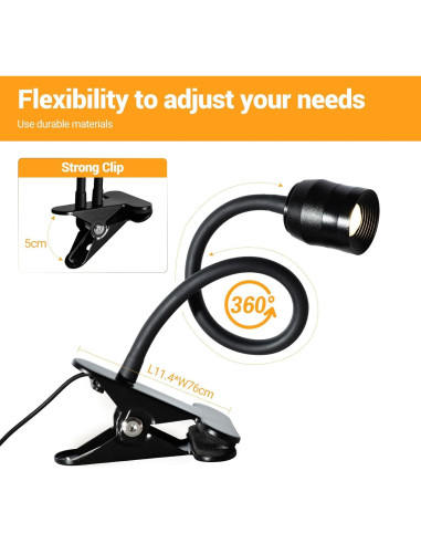 Luz de Lectura LED TraLiGu con Clip y Cuello de Ganso 10W