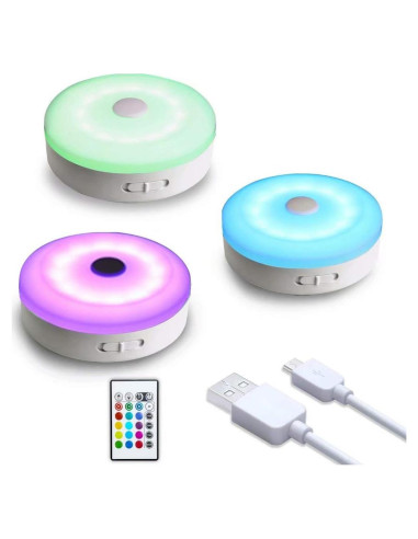 Luces Puck LED Wobsion Recargables USB Multicolor 3 Piezas