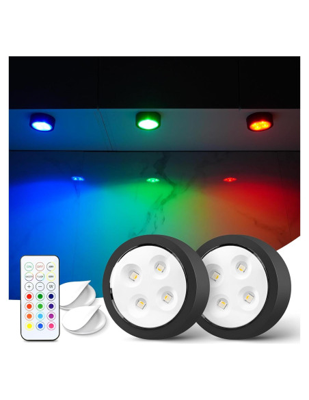 Luces LED Adhesivas con Control Remoto Swesara - Paquete de 2 Luces LED Adhesivas con Control Remoto Swesara - Paquete de 2