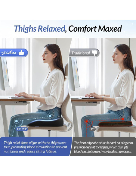Cojín Ergonómico ZIKEE para Silla y Coche, Alivio Dolor Ciático Cojín Ergonómico ZIKEE para Silla y Coche, Alivio Dolor Ciático
