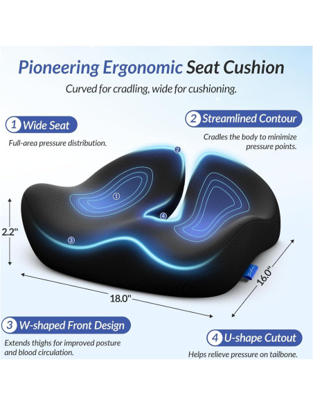 Cojín Ergonómico ZIKEE para Alivio de Presión - Espuma de Memoria Cojín Ergonómico ZIKEE para Alivio de Presión - Espuma de Memoria