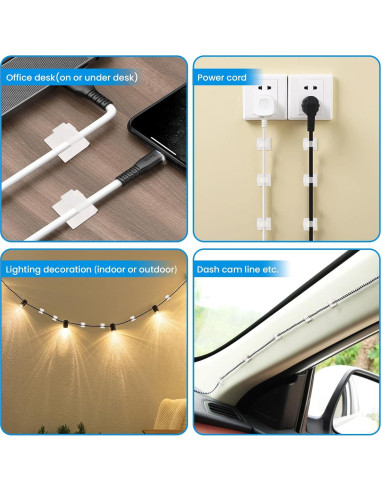 60 Clips Adhesivos Transparentes TEZOP para Gestión de Cables