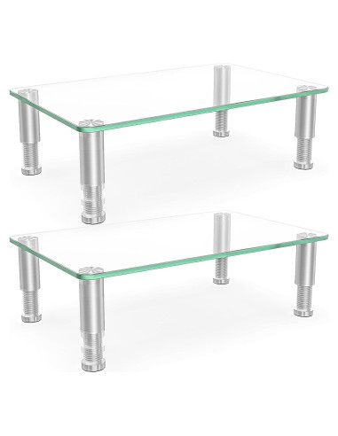 Soporte para Monitor HEMUDU - Paquete de 2, Altura Ajustable, Vidrio Templado