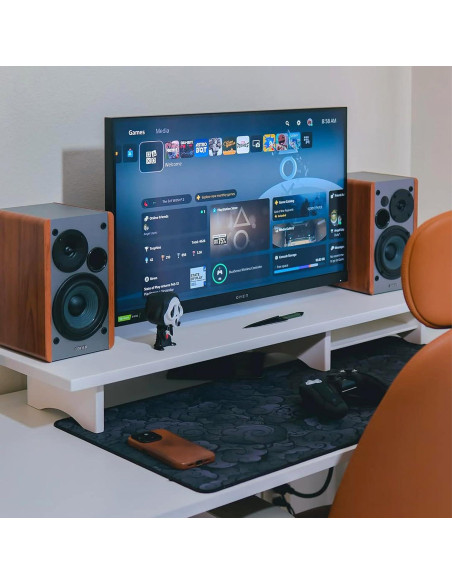Soporte Doble Monitor ROCDEER de Bambú Blanco 100 cm 136 kg Soporte Doble Monitor ROCDEER de Bambú Blanco 100 cm 136 kg