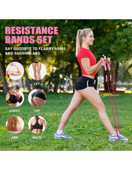 Bandas de Resistencia Ayombo con Mangos y Anclaje - Rosa Bandas de Resistencia Ayombo con Mangos y Anclaje - Rosa