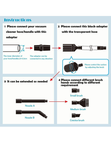 Kit Universal de Accesorios para Aspiradora EZ SPARES 7 Piezas