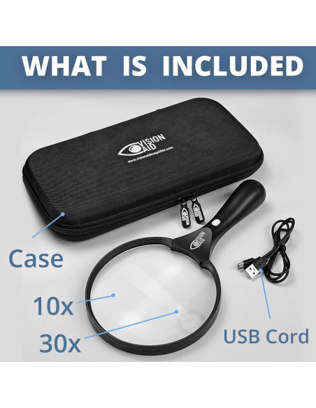 Lupa Grande Vision Aid 5.5" LED Recargable USB 10X 30X Lupa Grande Vision Aid 5.5" LED Recargable USB 10X 30X