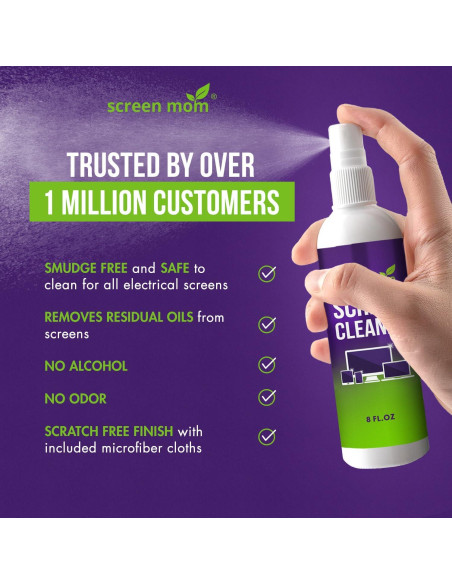 Spray Limpiador de Pantallas Screen Mom 236ml + Paño Microfibra Spray Limpiador de Pantallas Screen Mom 236ml + Paño Microfibra