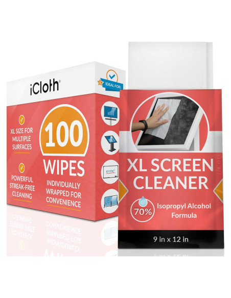 Toallitas de limpieza de pantalla iCloth XL - 100 unidades Toallitas de limpieza de pantalla iCloth XL - 100 unidades