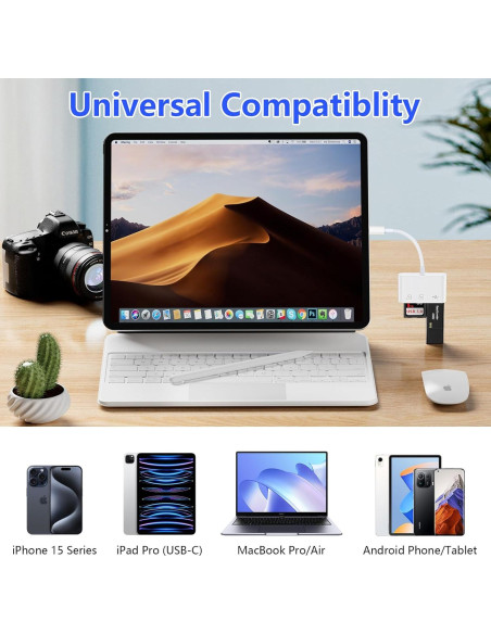 Lector de Tarjeta SD USB-C VIFIGEN para iPhone 16/15, iPad Lector de Tarjeta SD USB-C VIFIGEN para iPhone 16/15, iPad