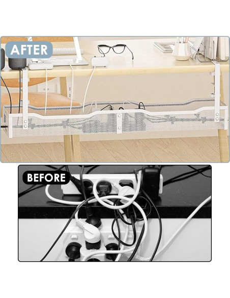 Organizador de Cables Bajo Escritorio Flyflower 63.5 cm Blanco Organizador de Cables Bajo Escritorio Flyflower 63.5 cm Blanco