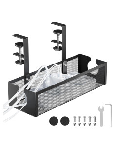 Bandeja de Gestión de Cables YECAYE Negra para Escritorio
